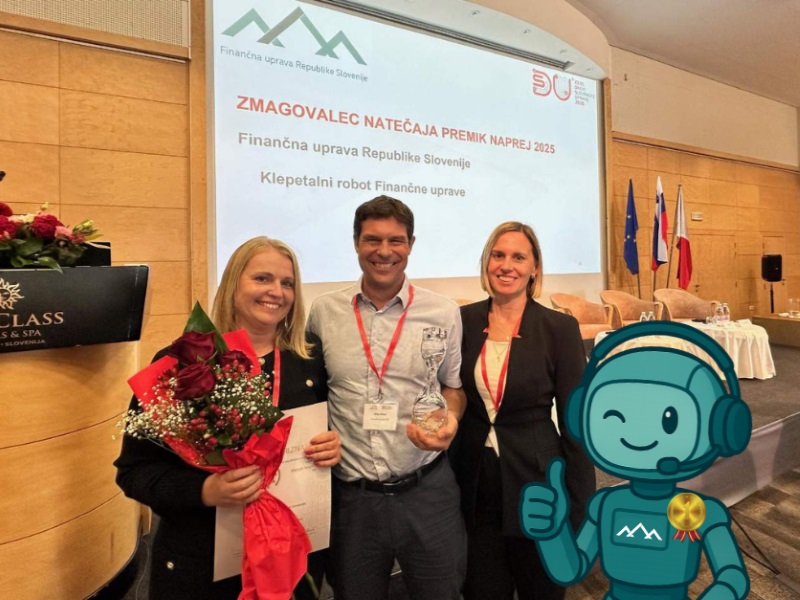 Finančna uprava je zmagala na natečaju Premik naprej - Klepetalni robot FURS.