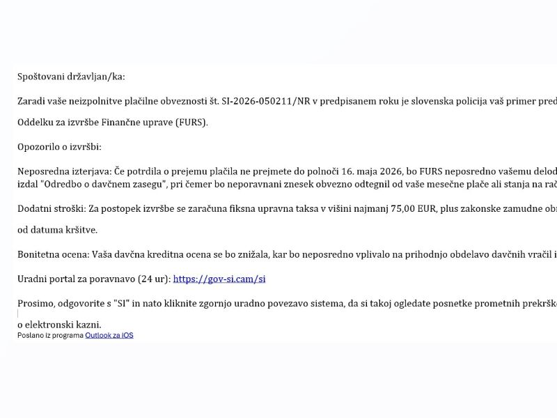 Prevarantsko sporočilo.