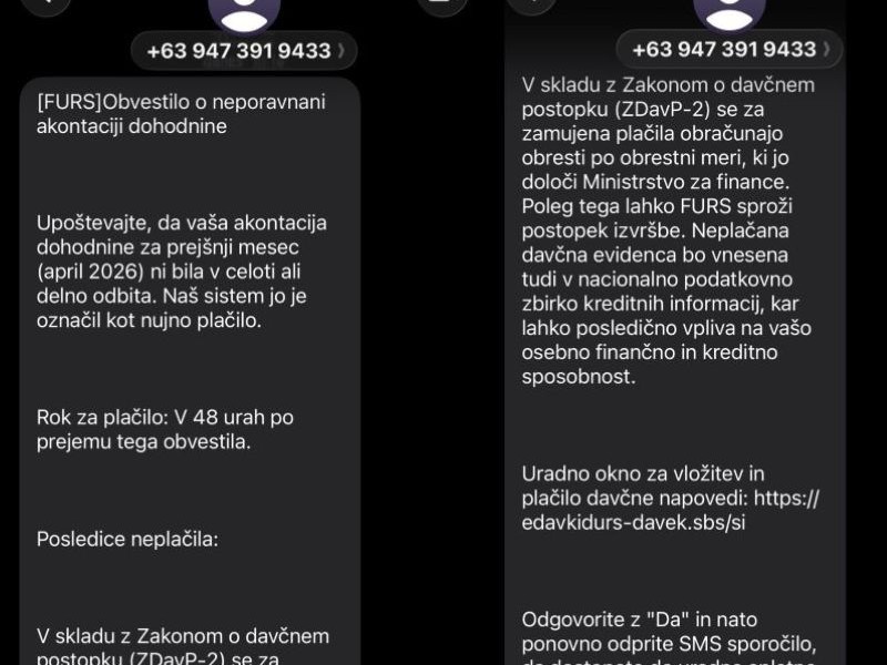 Prevarantsko sporočilo.