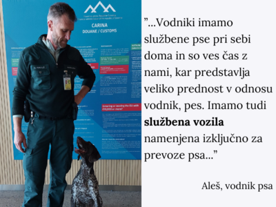 Na sliki je Aleš s službenim psom po imenu Foksy.