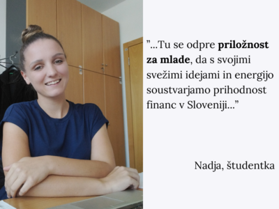 Na sliki je študentka Nadja, ki dela na F U R S.