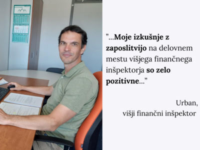 Na sliki je Urban, ki na F U R S dela kot višji finančni inšpektor.