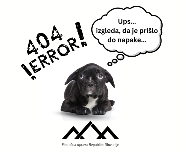 Slika pasjega mladišča z napisom, da je prišlo do napake 404.