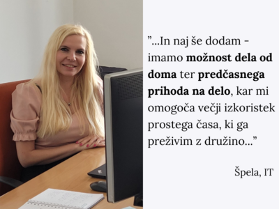 Na sliki je Špela, ki dela na F U R S v I T.