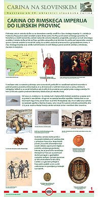Plakat z naslovom "Carina od rimskega imperija do ilirskih provinc".