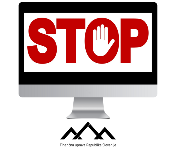 Zaslon z napisom STOP.