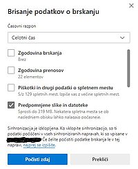 Brisanje predpomnilnika v brskalniku Microsoft Edge