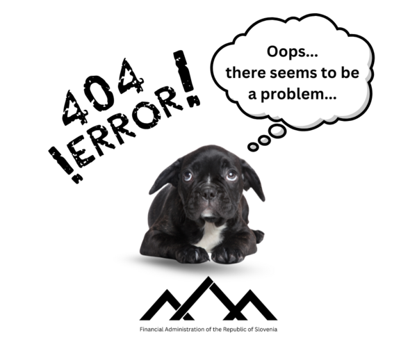 Picture of dog puppy with text that 404 error has occured.